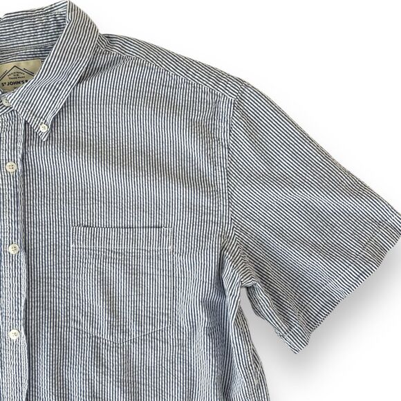 St. John's Bay Seersucker Short Sleeve‎ Men's Button Down Shirt Sz XL EUC - Picture 3 of 5